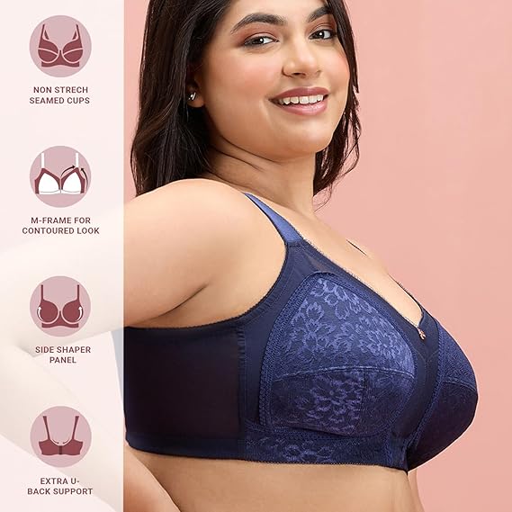 NYKD Women’s Nylon Blend Ultimate Shape & Support No-Bulge Bra Full Coverage, Non-Padded, Wireless with Back Closure